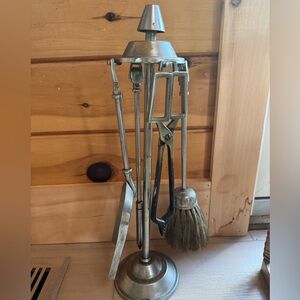 Vintage MCM mini Fireplace Tool Set with Brush